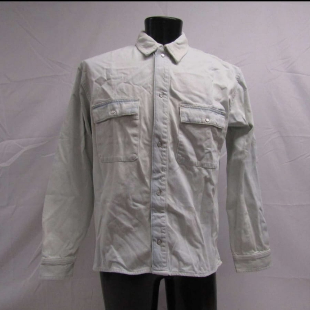 The Kooples Jean Men's US L Bleached Denim Overshirt Blue